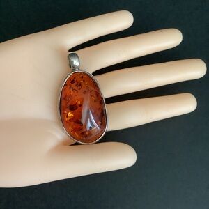 925 s silver genuine Baltic Amber Pendant.